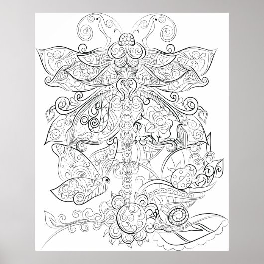 Poster Dessin de dragon dessin d'affiche de couleur adult (Devant)