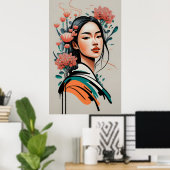 Poster dessin de fille (Bureau à domicile)