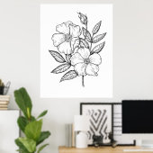 Poster Dessin de fleur Rose sauvage (Bureau à domicile)