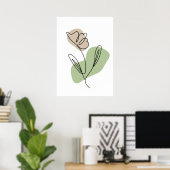 Poster Dessin de fleurs en ligne (Bureau à domicile)