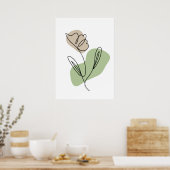 Poster Dessin de fleurs en ligne (Cuisine)