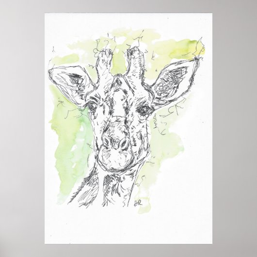 Poster Dessin de girafe. (Devant)