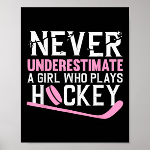 Poster Dessin de hockey drôle pour filles femmes hockey s