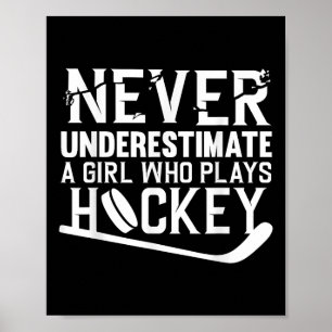 Poster Dessin de hockey drôle pour filles femmes joueuses