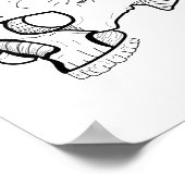 Poster Dessin de la ligne crâne noire (Coin)