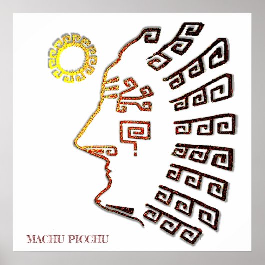 Poster Dessin de la silhouette Machu_Picchu (Devant)