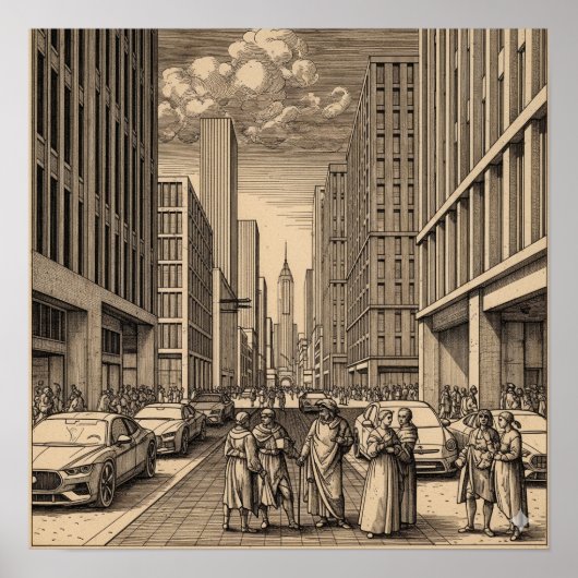 Poster Dessin de la ville Renaissance (Devant)