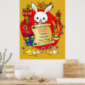Poster Dessin de lapin du Nouvel An chinois (Cuisine)
