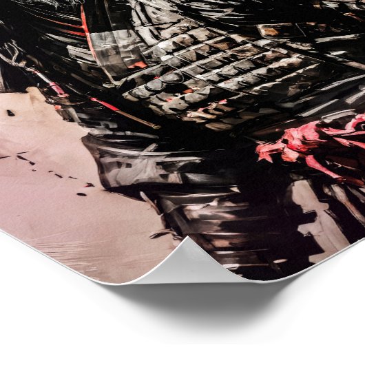 Poster Dessin de l'encre du guerrier Ronin samurai (Coin)