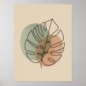 Poster Dessin de ligne feuille Monstera Abstrait (Devant)