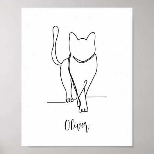 Poster Dessin de marche pour chat Imprimer une ligne pers (Devant)