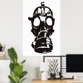 Poster Dessin de masque à gaz, illustration vintage. (Bureau à domicile)