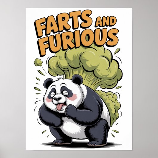 Poster Dessin de panda de dessin animé drôle sur fond bla (Devant)