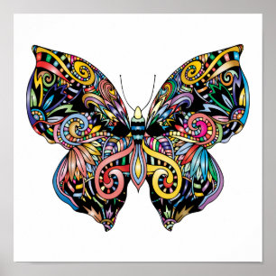 Poster Dessin de papillon de couleur vive