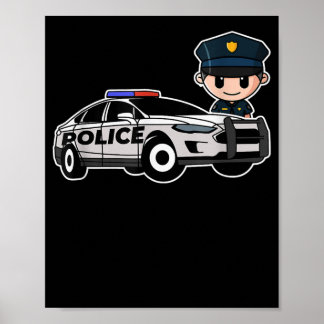 Poster Dessin de police de voiture policier cadeau