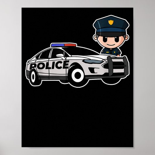 Poster Dessin de police de voiture policier cadeau (Devant)