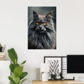 Poster Dessin de portrait de chat majestueux à poils long (Bureau à domicile)