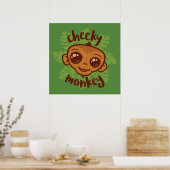 Poster Dessin de primate de singe mignon (Cuisine)
