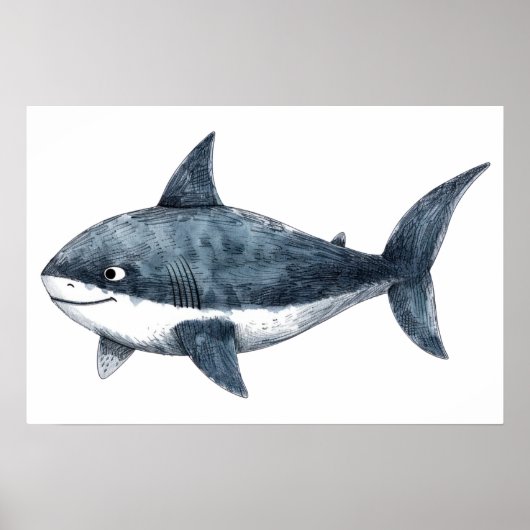 Poster Dessin de requin Petit (Devant)