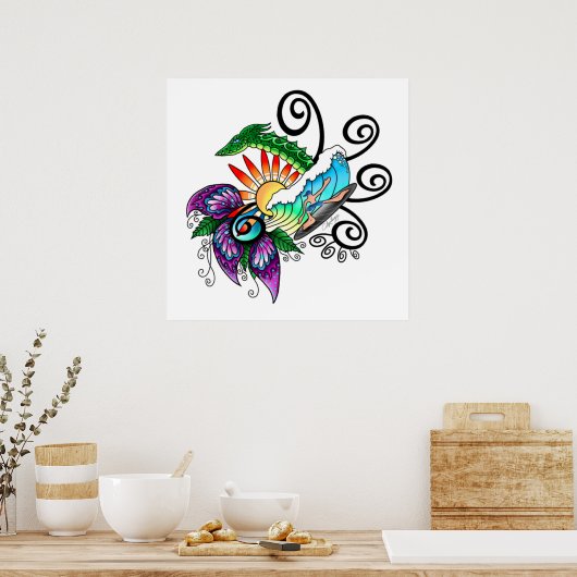 Poster Dessin de Surfer Dude (Cuisine)