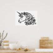 Poster Dessin de tête de licorne mignon. (Cuisine)