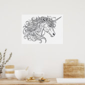 Poster Dessin de tête Unicorne (Cuisine)