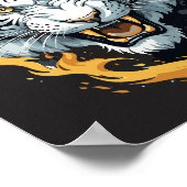 Poster dessin de tigre enflammé (Coin)