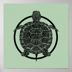 Poster Dessin de tortues - Série de cercles sauvages (ver