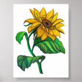 Poster Dessin de tournesol jaune à l'art au crayon de cou (Devant)