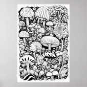 Poster Dessin de trait de champignon (Devant)