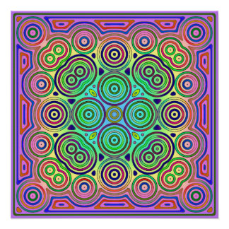 Poster dessin de tuiles de cercles concentriques colorés