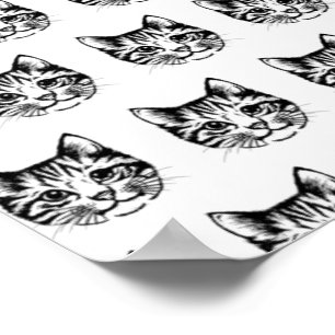 Poster Dessin de visage de chat Esquisse Amateur de chat 
