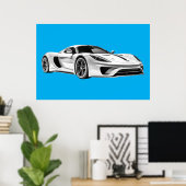 Poster Dessin de voiture II (BLUE BKGRD) (Bureau à domicile)