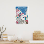 Poster Dessin de voyage de Mykonos Town Greece (Cuisine)