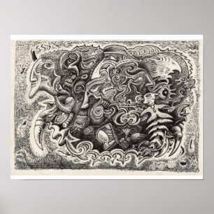 Poster Dessin d'encre de bête hybride