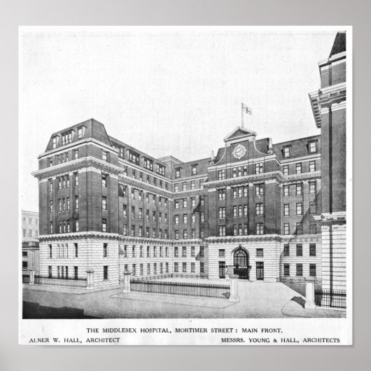 Poster Dessin des architectes de l'hôpital Middlesex (Devant)