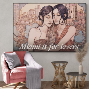 Poster Dessin des femmes du centre-ville de Miami qui se