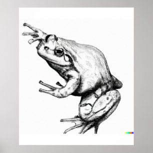 Poster Dessin dessiné à la main de grenouille dans l'art