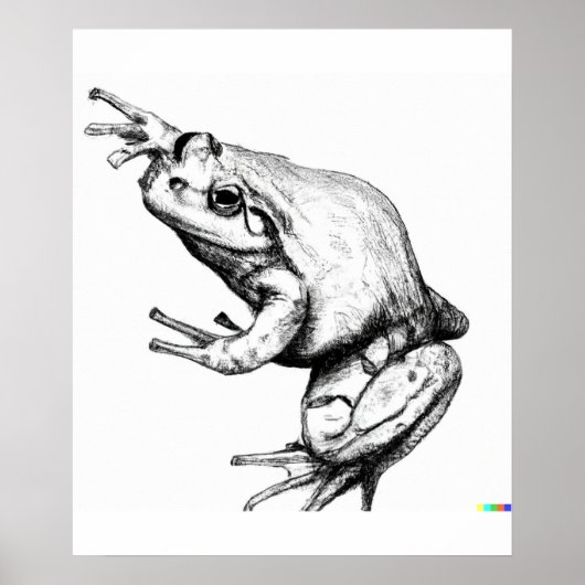 Poster Dessin dessiné à la main de grenouille dans l'art  (Devant)