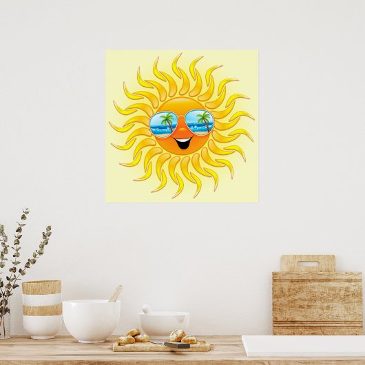 Poster Dessin d'été avec lunettes de soleil (Cuisine)