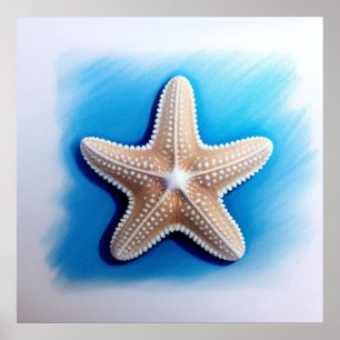 Poster Dessin d'étoile de mer au crayon de couleur