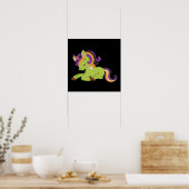 Poster Dessin d'Halloween de Cute Frankenstein Unicorn (Cuisine)