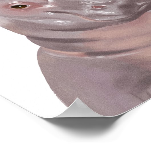 Poster Dessin d'hippopotame mignon personnalisable Affich (Coin)