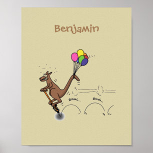 Poster Dessin d'humour australien kangourou