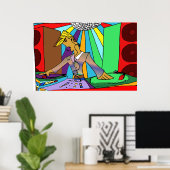 Poster Dessin DJ coloré (Bureau à domicile)