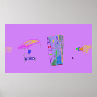 Poster Dessin d'objets abstraits roses 