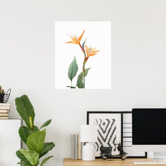 Poster Dessin d'oiseau de paradis (fleur) (Bureau à domicile)