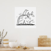 Poster Dessin d'oiseau sur une branche par Leo Gestel (Cuisine)