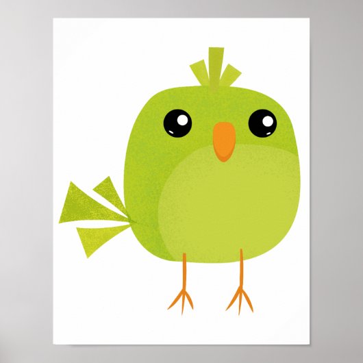 Poster Dessin d'oiseau vert (Devant)