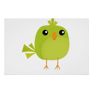 Poster Dessin d'oiseau vert